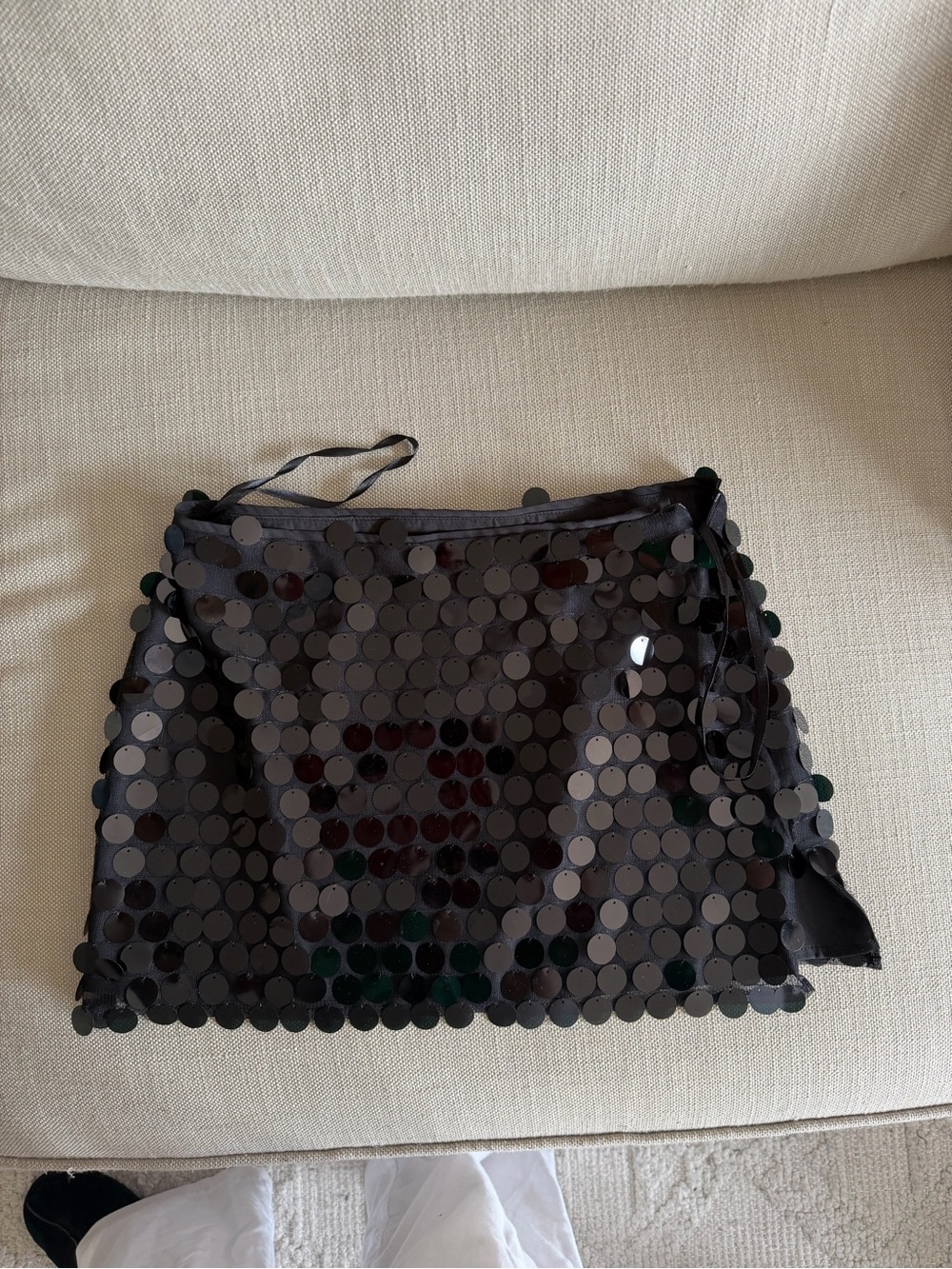 Revolve Superdown Black Sequin Mini Skirt